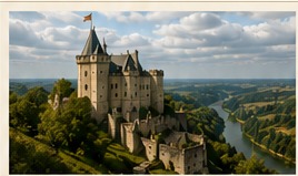 Hilltop medieval castle in France