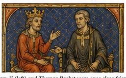 Medieval-style illustration of Henry II and Thomas Becket